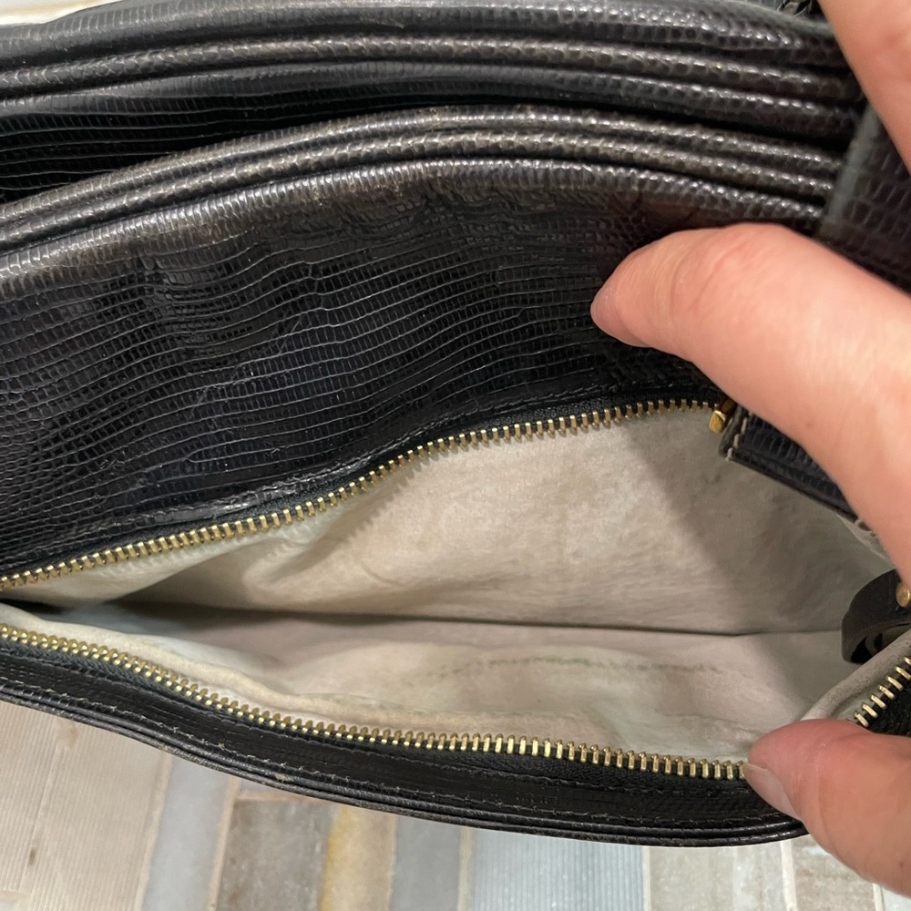 Vintage Kate Spade New York Black Snake-Embossed Leather Satchel – Made in Italy - Picture 15 of 16